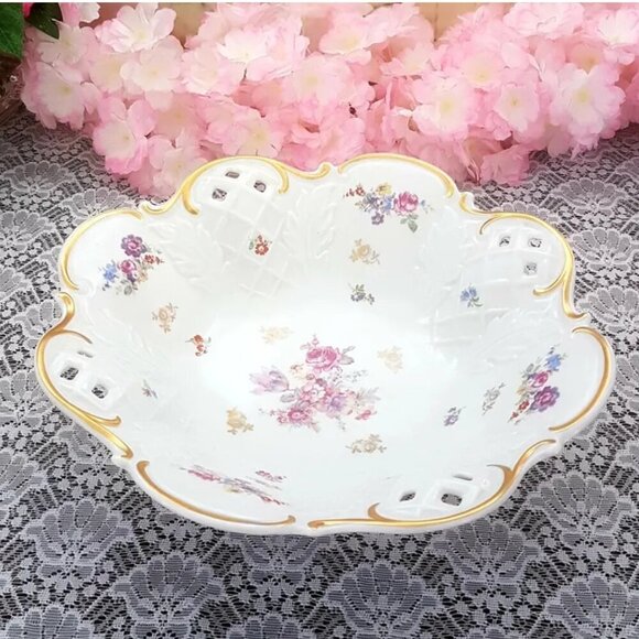 Reichenbach Porcelain Large Footed Serving Bowl Fruit Centerpiece Bowl Germany - Picture 3 of 9